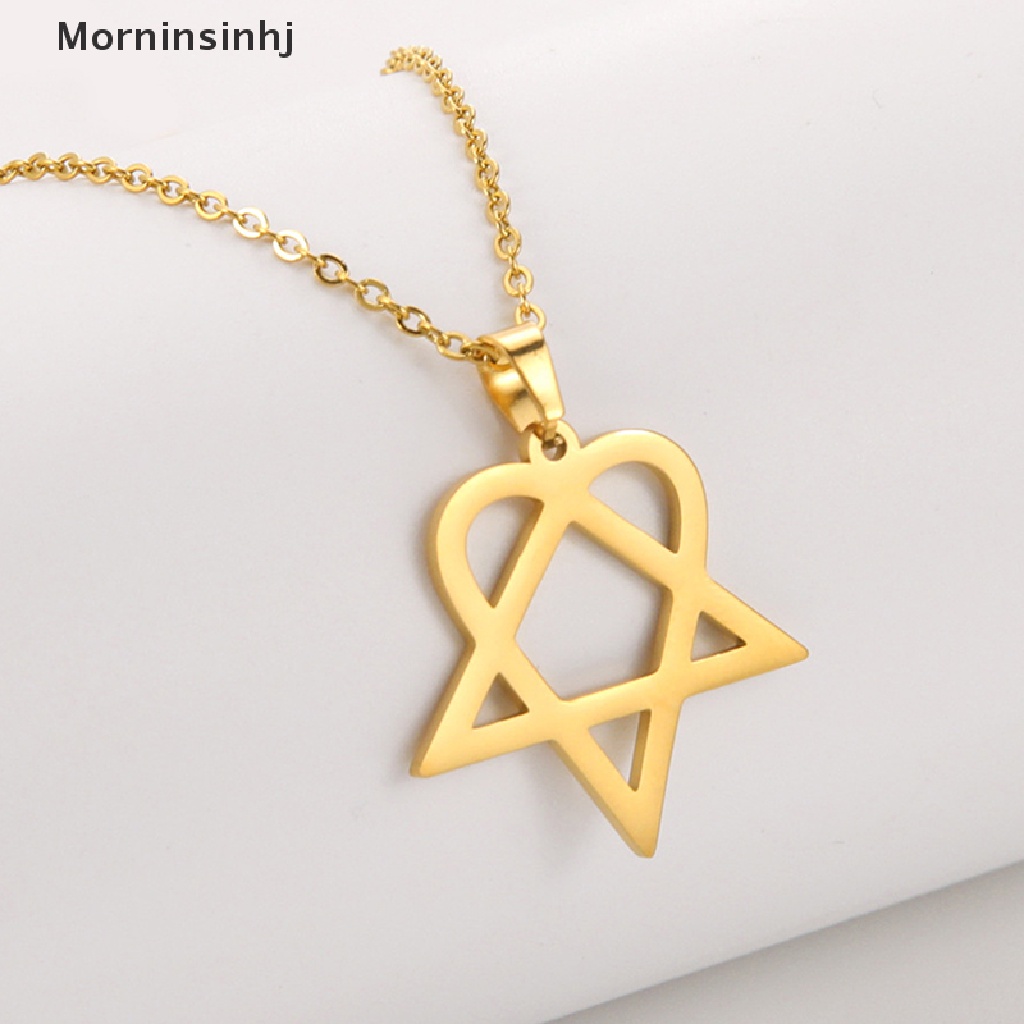 Mornin Klasik Sederhana Heartagram Bintang Hati Anti Karat Liontin Kalung Perhiasan id