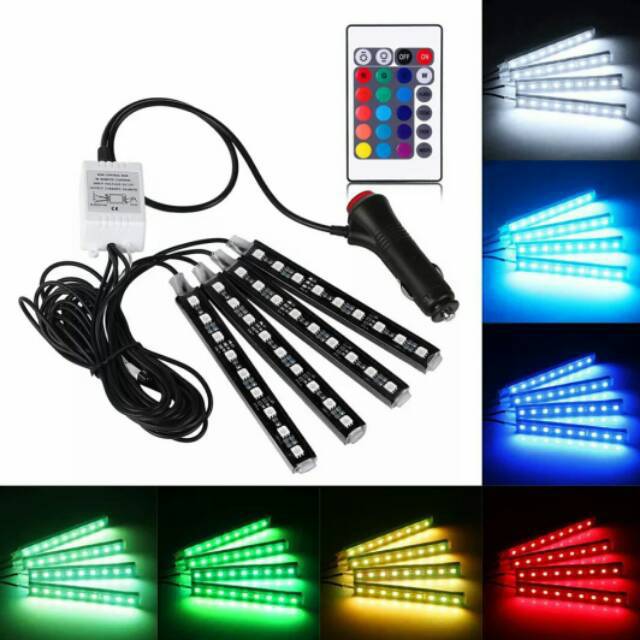 Lampu LED Mobil Kolong Dasboard Mobil Truk Remote Lampu Aksesoris interior Mobil Rgb Warna Warni