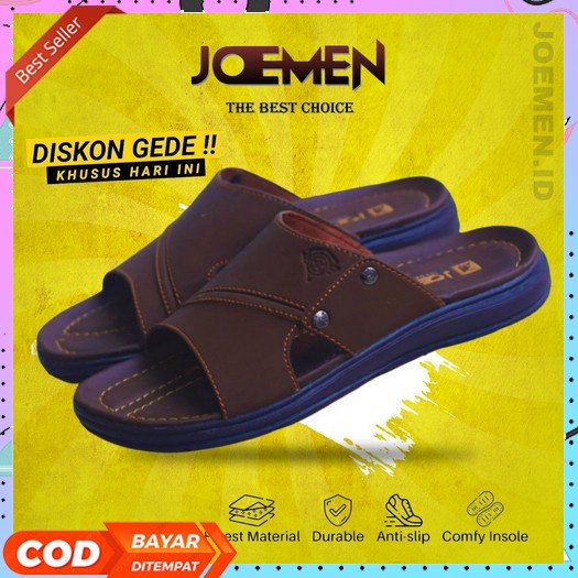 Sendal Pria Kulit Asli Original 100% Sandal Jepit Pria Distro Casual Sadal Japit Cowok Dewasa Kekini