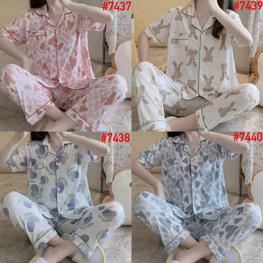 Piyama Baju Tidur Wanita Import Fashion Karakter Lengan Pendek Celana Panjang