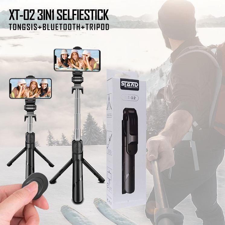 Jual SELFIE STICK XT 02 TRIPOD TONGSIS XT02 BLUETOOTH TONGSIS HOLDER HP