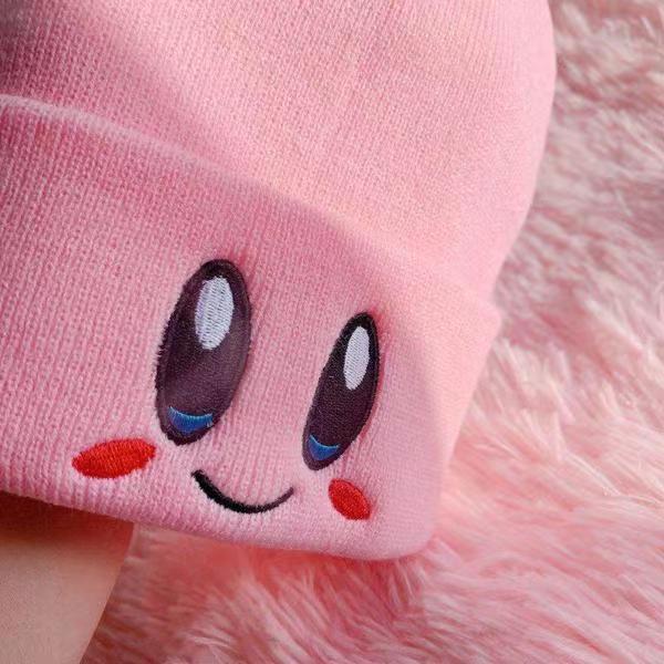 Topi Kupluk Rajut Motif Bordir Smiley Face Warna Pink Untuk Wanita