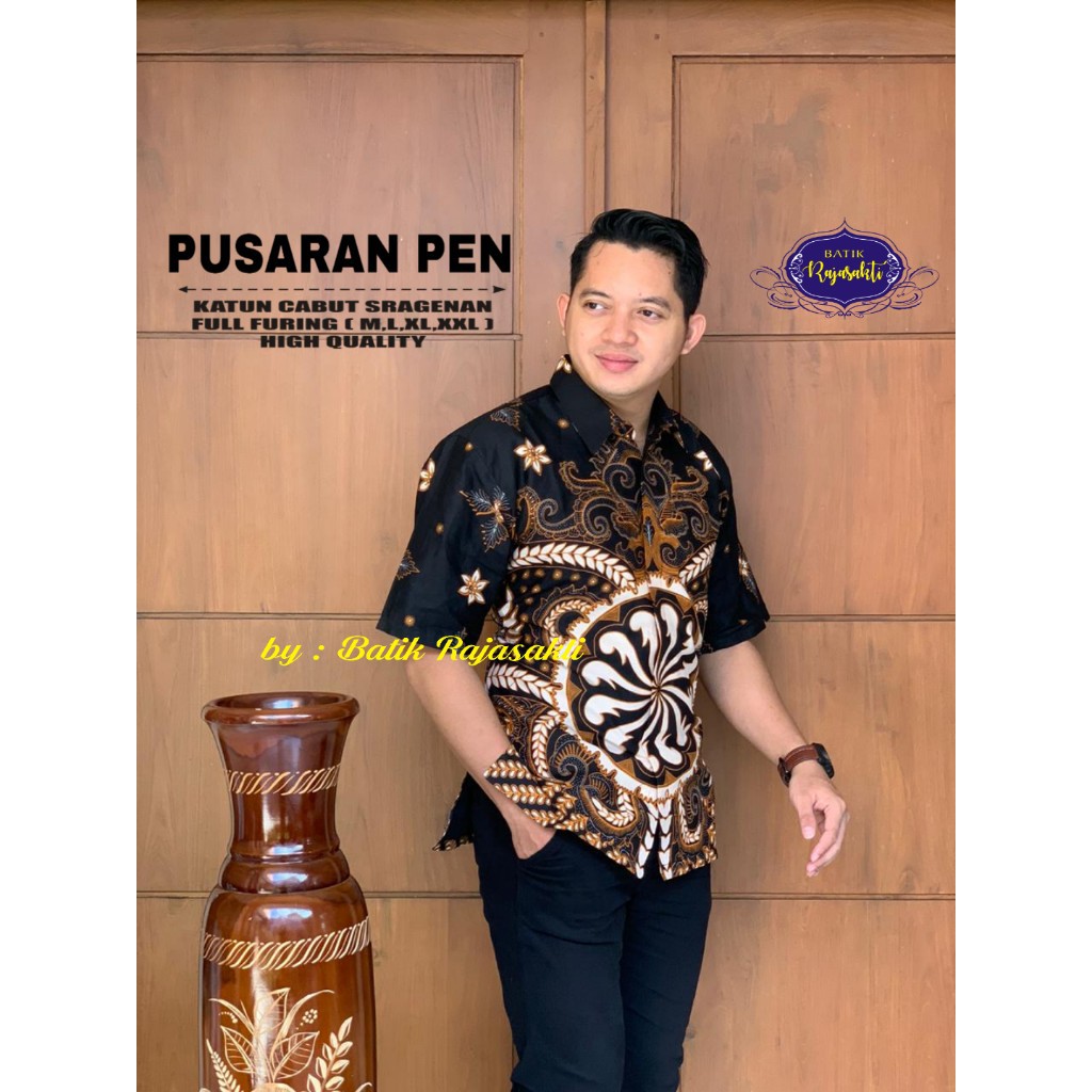 PUSARAN 2 Kemeja Batik Pria Lengan Pendek Katun Halus FULL FURING Rajasakti