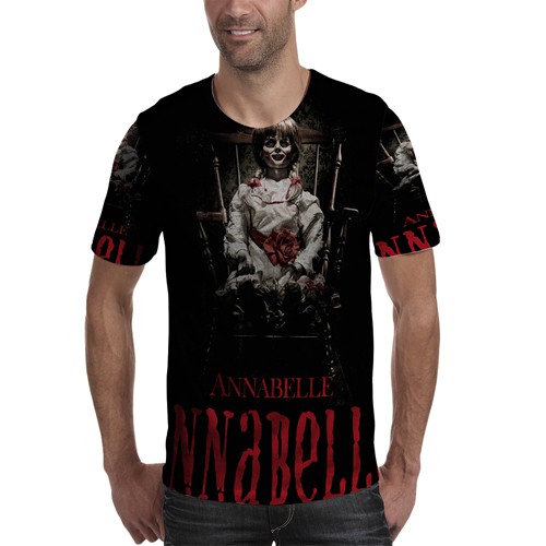 Kaos Annabelle Doll Horror Tshirt Unisex Bahan Polyester Jersey T-SHIRT Fullprint Tees Casual Fashio