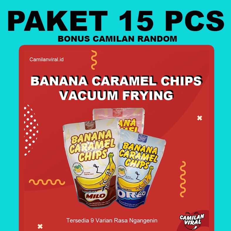 

☑️ (HALAL PIRT - PAKET 15 PCS) - TERMURAH BANANA CARAMEL CHIPS / KERIPIK PISANG KARAMEL / CEMILAN PAKET USAHA / CEMILAN VIRAL