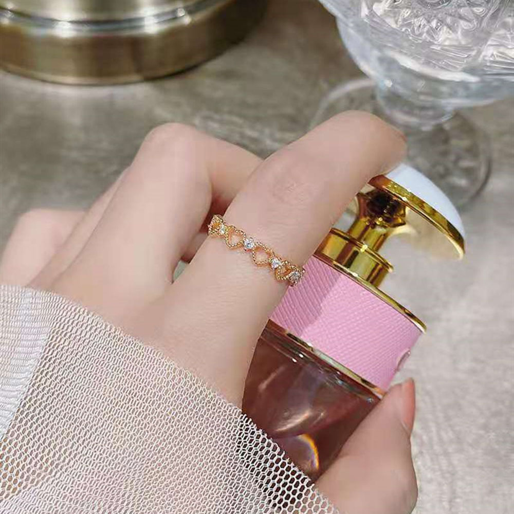 【COD Tangding】Japan and South Korea Hollow Heart Finger Ring Female Ins Style Fashion Simple Rings for Girls