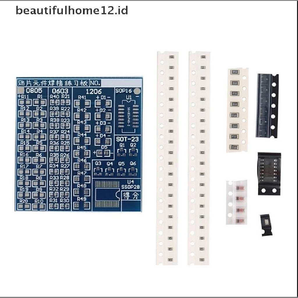 (Beautifulhome12.Id) Papan Pcb Komponen Smt Smd Untuk Latihan Solder Diy