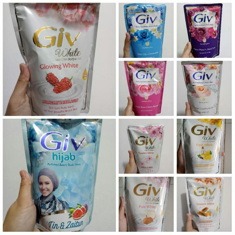 Sabun Mandi GIV WHITE 450ml / GIV WHITE Glowing White Mulberry & Collagen / Sabun Mandi Cair GIV 450