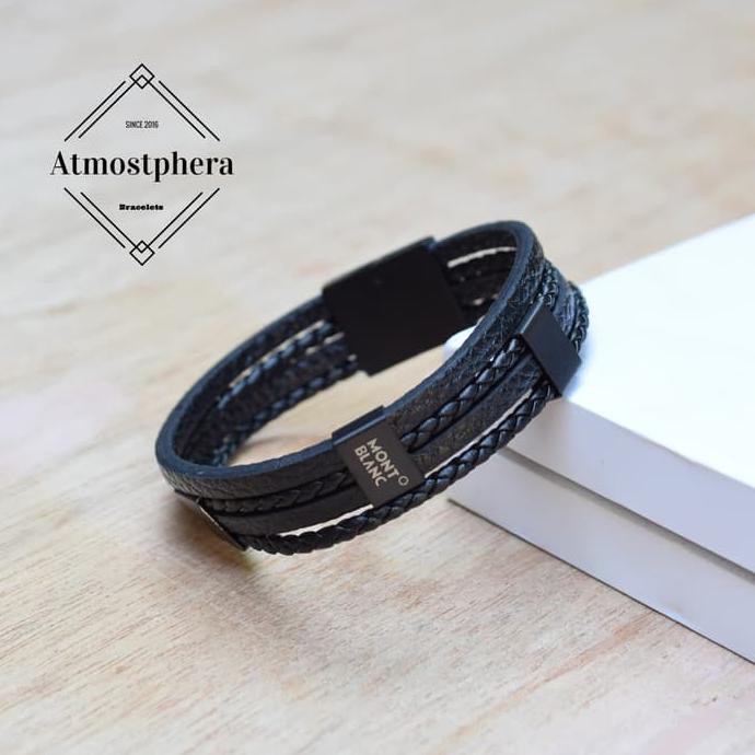 Gelang Kulit Pria 4 Rope Stainless stell - Montblanc Mens Bracelet TERJAMIN