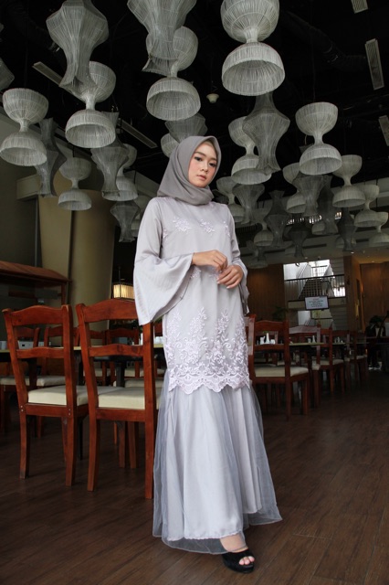 Dress Mermaid Tulle Bordir Wanita Putih M L XL XXL