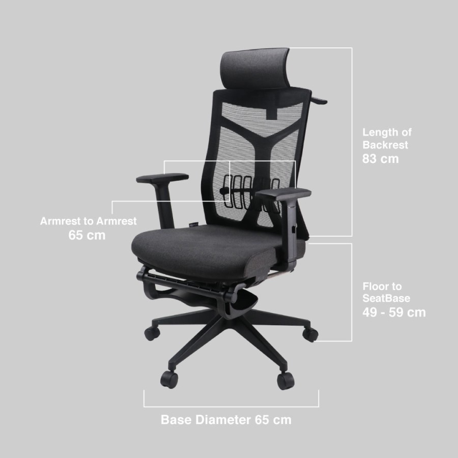 Rexus NC1 NC-1 Max Ergonomic Footrest Chair Kursi Kantor Ergonomis ORI