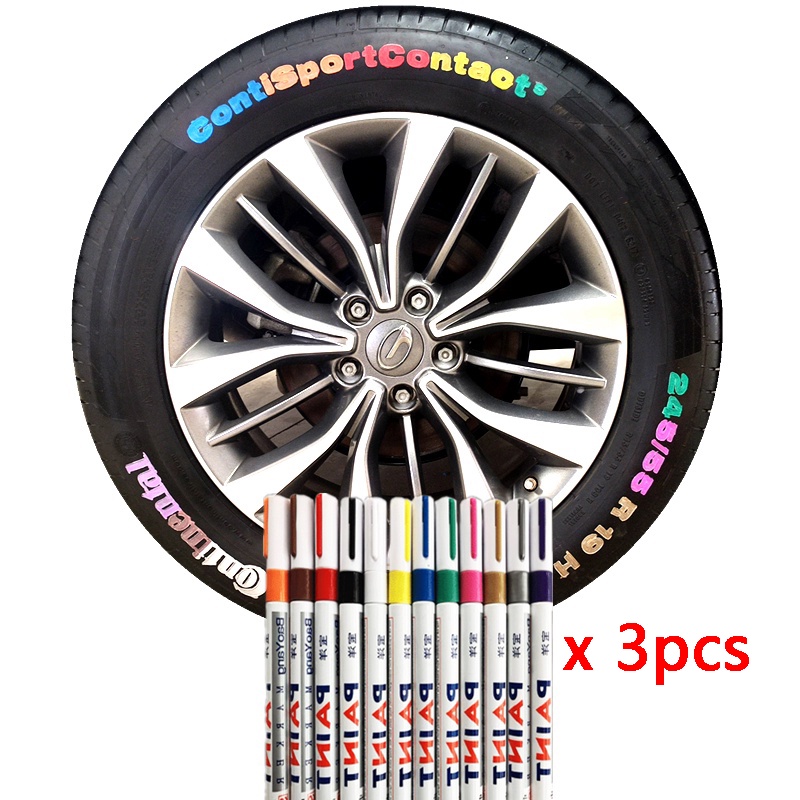 3pcs Pena Cat Hias graffiti Ban Mobil Pena Huruf Ban Mobil Pulpen graffiti Pulpen Spidol tire tracing pen