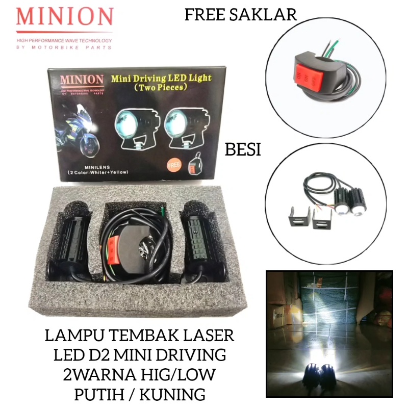 laser foglamp d2 superbright high low mini driving lampu tembak laser BONUS SAKLAR