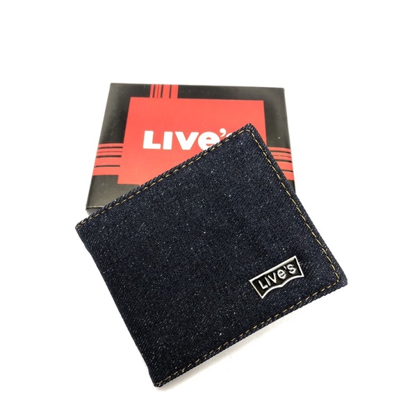 DOMPET PRIA MURAH MERIAH DOMPET PRIA BAHAN JEANS DOMPET PRIA LIPAT DOMPET PRIA KAIN DOMPET LAKI LAKI-jeans logo besi