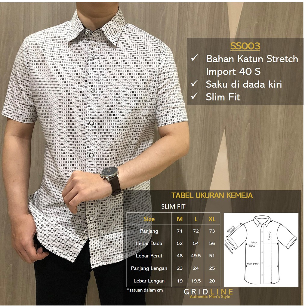 [GRIDLINE - SS001 SS002 SS003 SS004 SS005 SS006 Stretch Series] Kemeja Pria Katun Stretch Import M-XXL