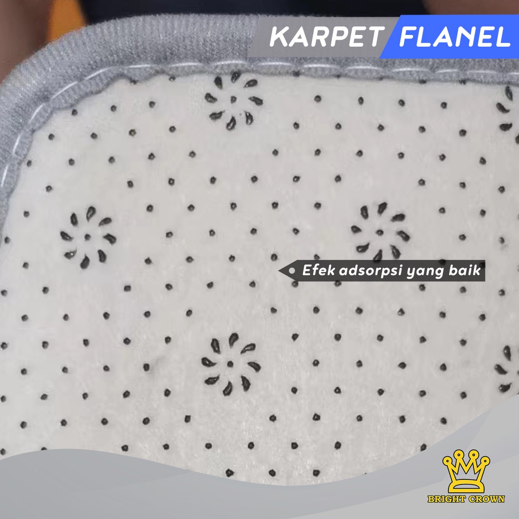 Bright Crown Keset Kaki Flanel Anti Slip / Keset Kamar Mandi Nyerap Air UK 40X60CM 9 Warna-5
