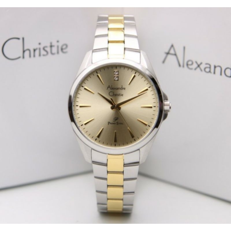 Alexandre Christie 1018 silver Gold Jam Tangan Wanita Original