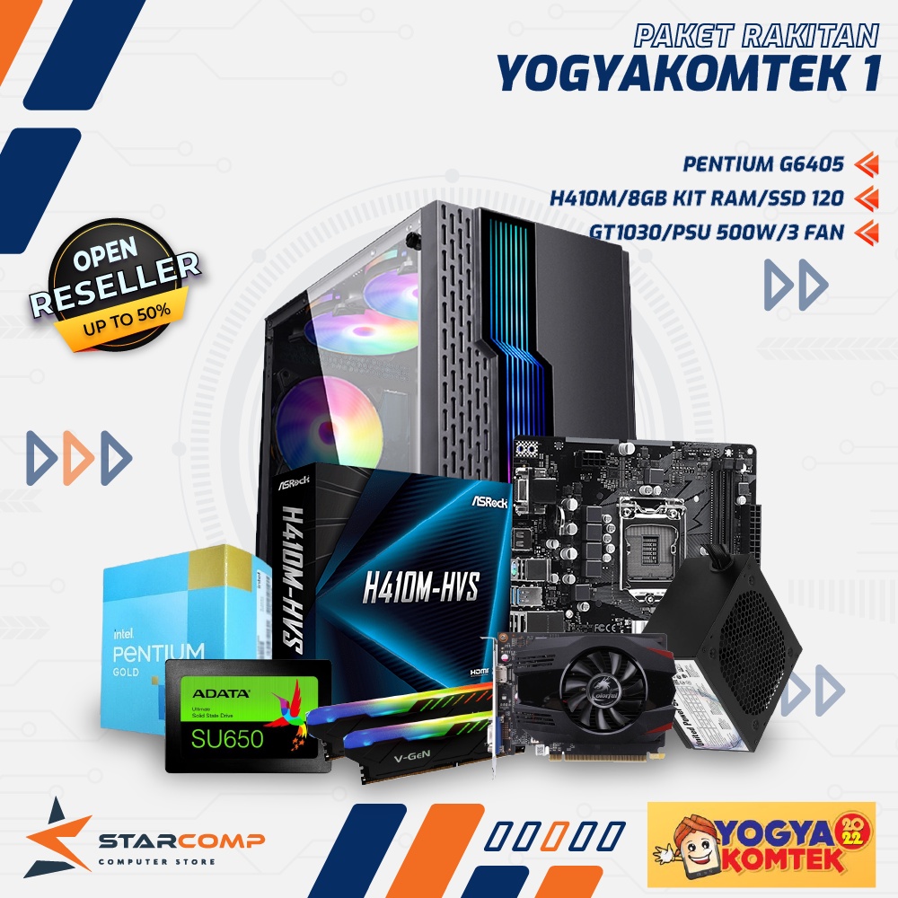 PC RAKITAN INTEL PENTIUM G6405 H410M 8GB RAM 120GB SSD GT1030 2GB PAKET RAKITAN