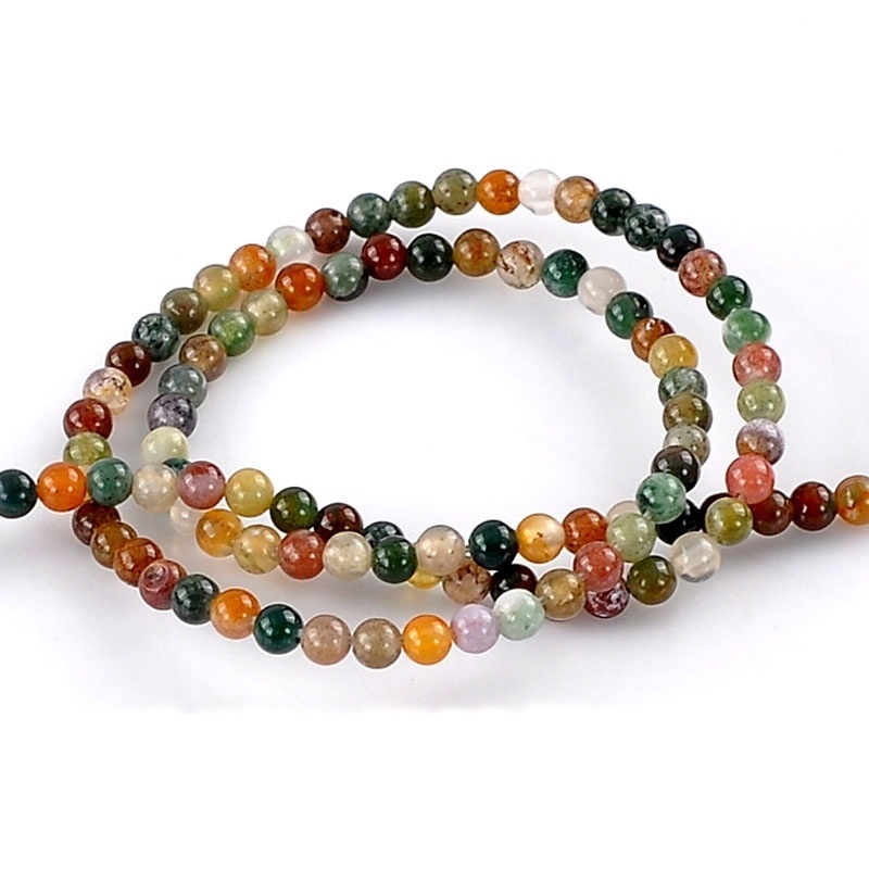 1 Strand Mixed Indian Agate Semi-Precious Natural Stone Round Loose Beads 6Mm