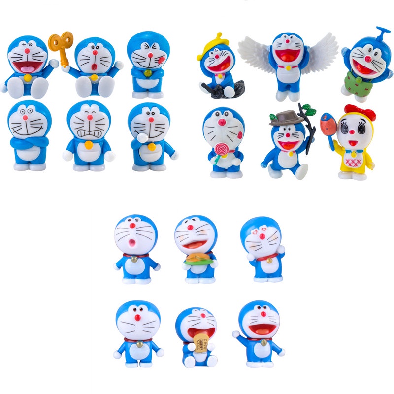 6pcs / lot Boneka Kartun Doraemon Bahan PVC Untuk Dekorasi Kue