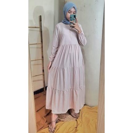 Gamis Rumbai Busui Lengan Panjang Fashion Muslim Zalfa Fit L-Xl Lingkar Dada 100Cm Panjang 130Cm