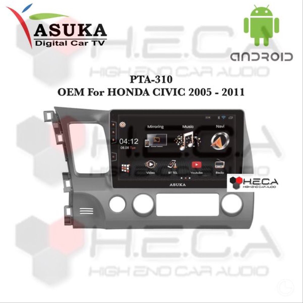 Asuka PTA-310 For HONDA CIVIC 2005-2011 Head Unit OEM Double Din Tape Mobil PTA-310TV Android Frame