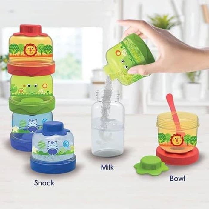 Baby Safe Stacked Milk Container Tempat Simpan Susu Bubuk / Snack Cemilan Anak 3 Susun