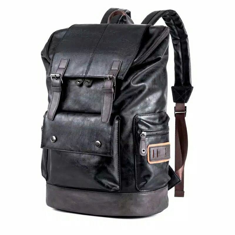 Ransel Kulit Pria Anak gunung Distro bandung Bomber3 bisa masuk Laptop bahan Kulit PU BISA COD