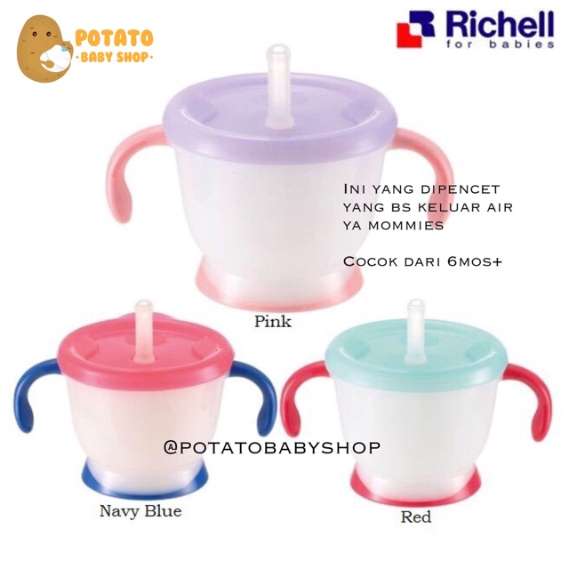 Richell AQ Cup De Mug / Straw training mug sedotan