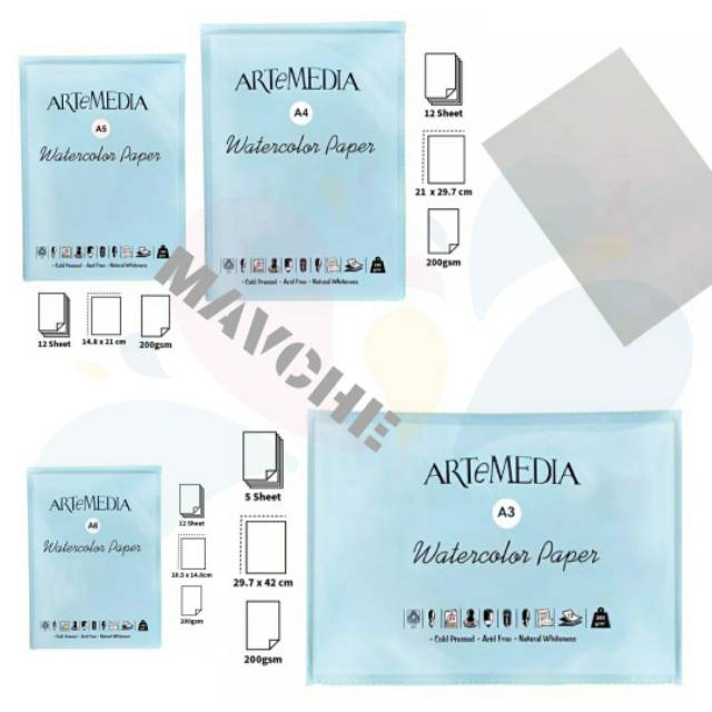 

ARTEMEDIA WATERCOLOR PAPER 200 GSM/KERTAS CAT AIR