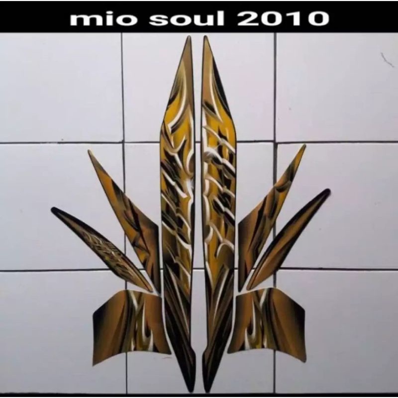 STICKER STRIPING FULL SET LIS LIST BODY MOTOR MIO SOUL 2010 KARBU WARNA GOLD EMAS STANDAR
