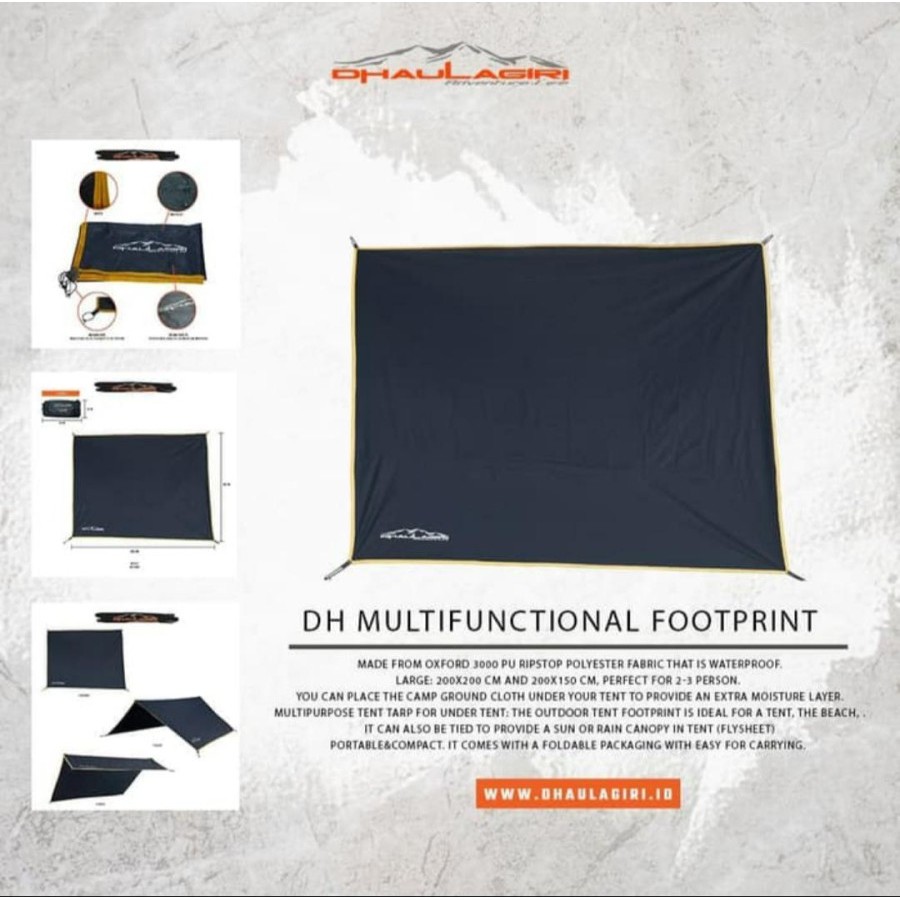 Footprint DHAULAGIRI Alas Tenda Camping 150 x 200 DAN 200X200 Flysheet Multifungsi Outdoor