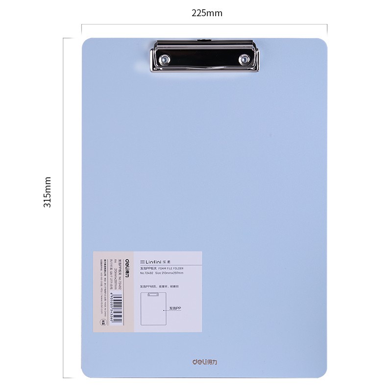 

Clipboard Papan Jalan Deli A4 Pastel PP Foam 72492
