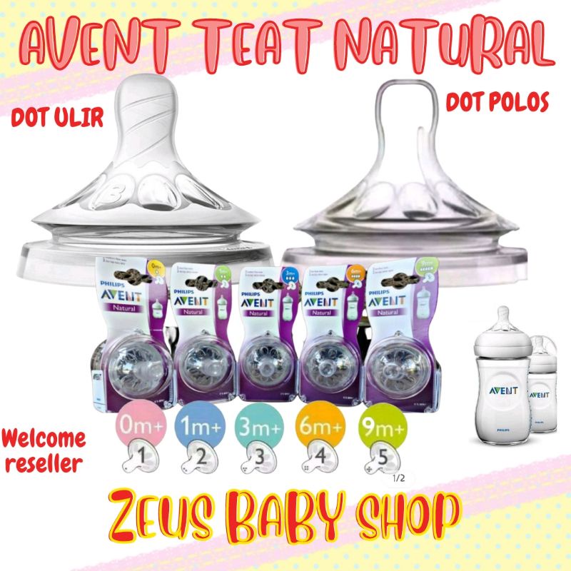 Philips Avent Teat Nipple Natural Flow 9M+ 6M+ 3M+ isi 2