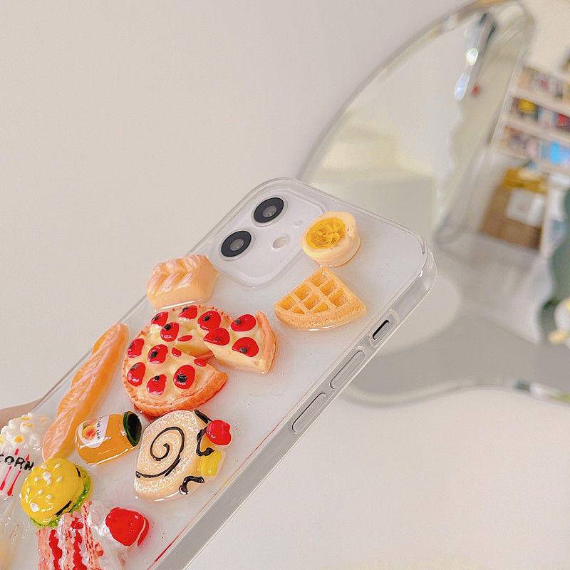 Case Pelindung Motif Makanan 3D Untuk iPhone 13 12 11 Pro MAX Mini X XS MAX XR SE 2022 2020 7 8 Plus