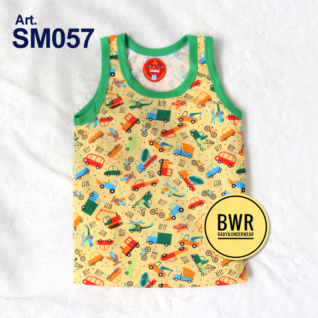 [ 3pc ] Singlet Anak Agree WARNA MOTIF | SM057 Kaos Dalam Anak Kutung 057 - Bwr