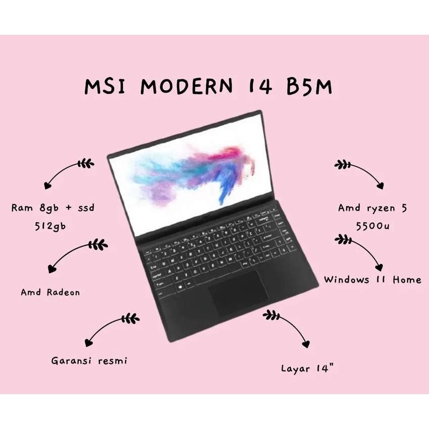 MSI MODERN 14 MX450 2GB - I7 1195G7 8GB 512SSD W10 14.0&quot;FHD IPS Backlit - B11SB