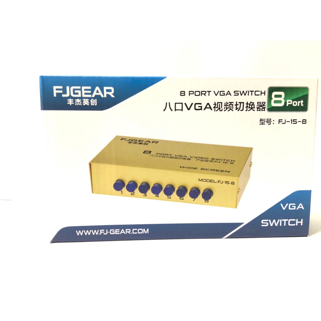 Vga switch fj-gear 8 port 1440p wide screen video FJ-15-8 - switcher vga d-sub 15 pin 8 pc to 1 monitor FJGEAR