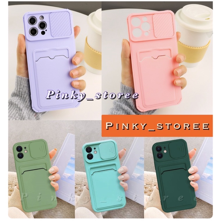 OPPO A77S/ A57 2022/ A96/ A95/ A76/ A74 4G/ A54/ A16/ A15/ A15S/ A53/ A33 2020 / SOFT CASE MACARON SLIDE CAMERA + SLOT CARD HOLDER / CASE MACARON SLOT CARD + SLIDE CAMERA PROTECTOR