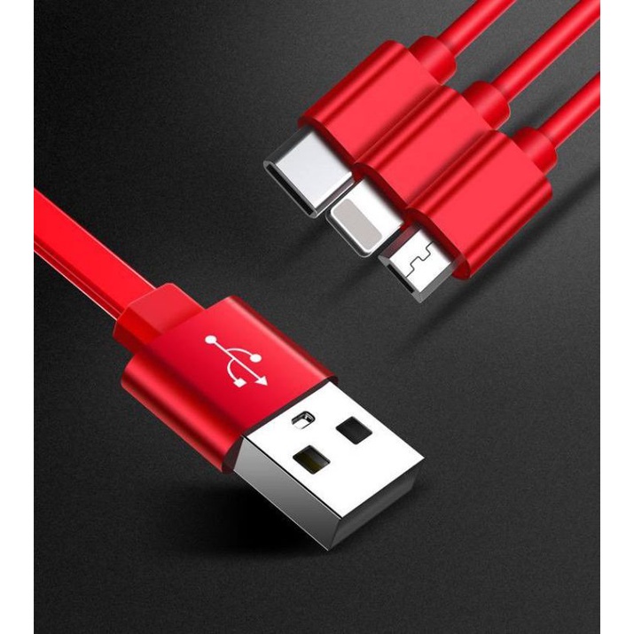 Kabel Charger 3in1 Micro USB Type C Lighning Fash Charging