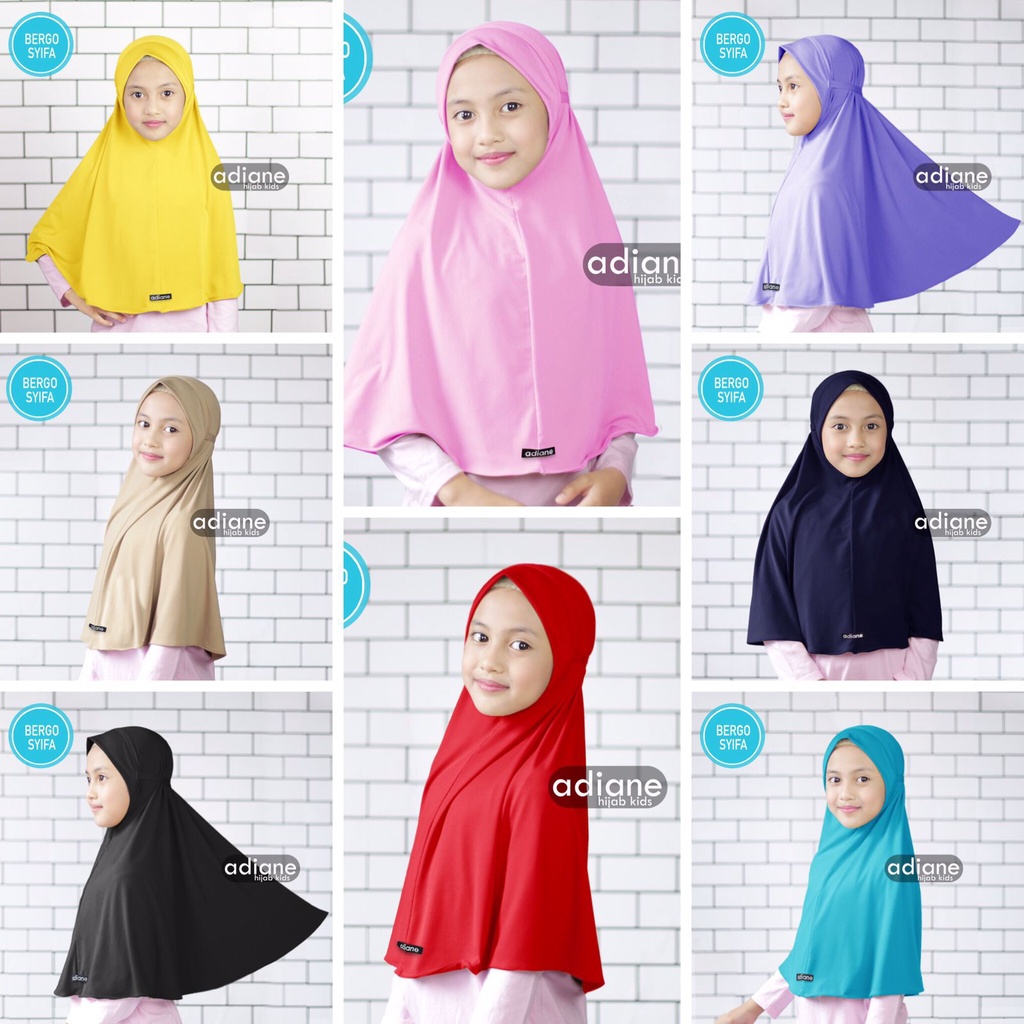00158 Adiane Bergo Syifa Hijab Anak | Jilbab Anak | Bergo Anak size M By Adiane