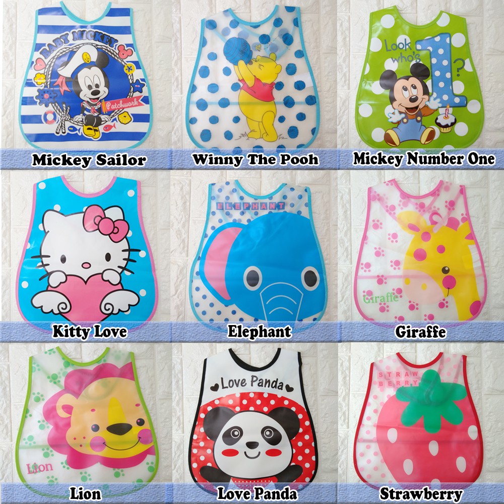 Baby Slabber Motif Waterproof motif Celemek / mangkuk Bib Slaber Bayi Makan chn