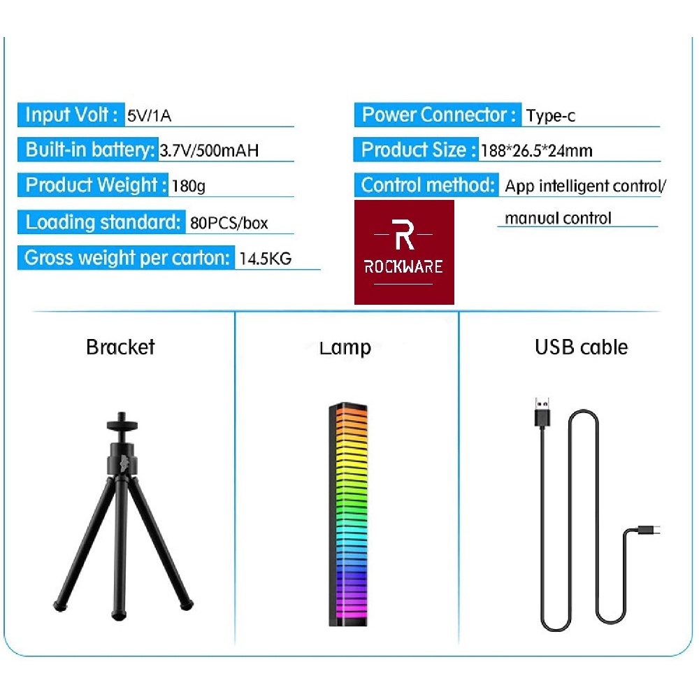 ROCKWARE 32 LED RGB Magic Color Pickup Atmosphere Rhythm Light