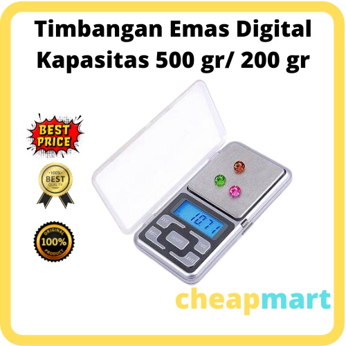 MH Timbangan Digital Pocket MURAH Emas, Obat, Batu, Perhiasan, Tepung (200gram/500gr)