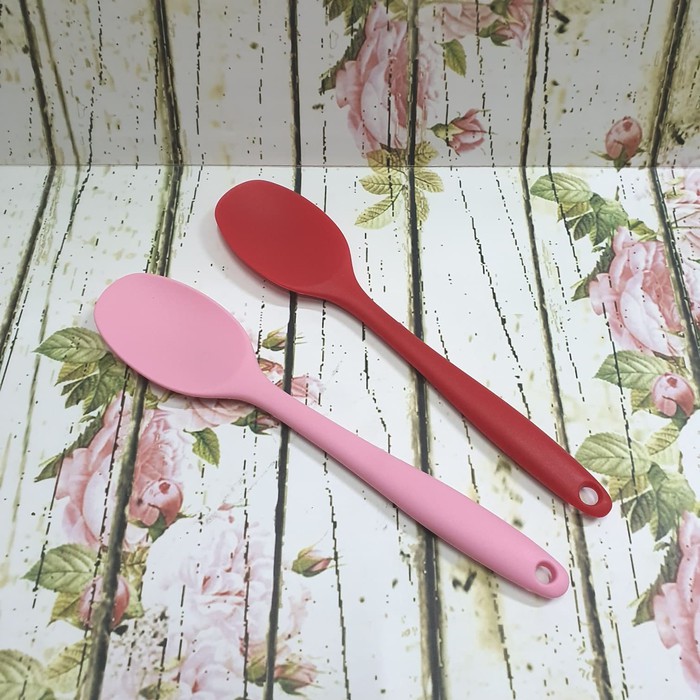 small silicone oval spoon / alat masak spatula sendok 21cm