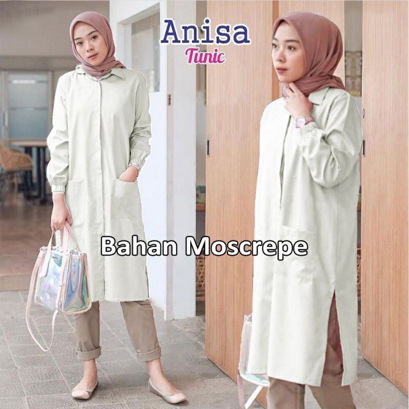 [ BISA COD ] TUNIK ANISA BAHAN MOSCREPE  FIT TO XL