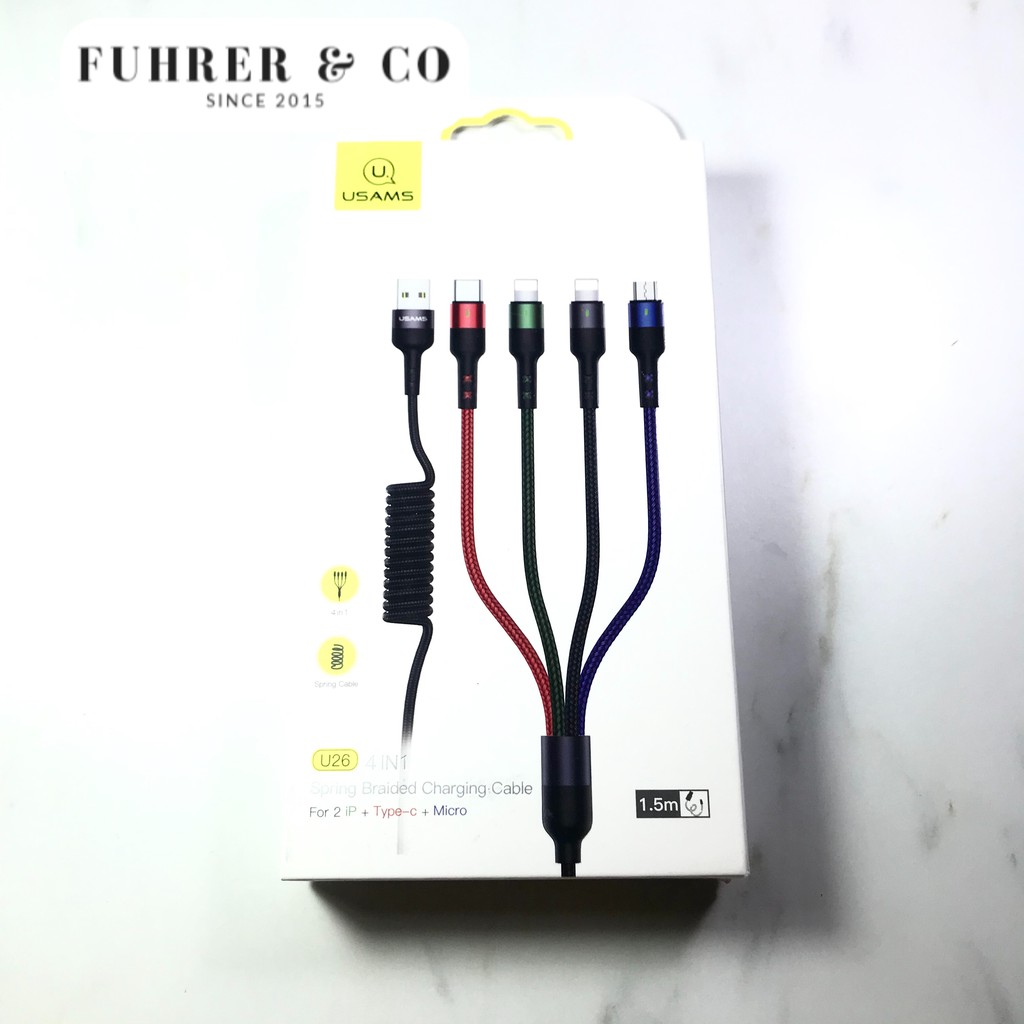 Kabel 4in1 Usams Double Lightning Iphone Type C and Micro Usb