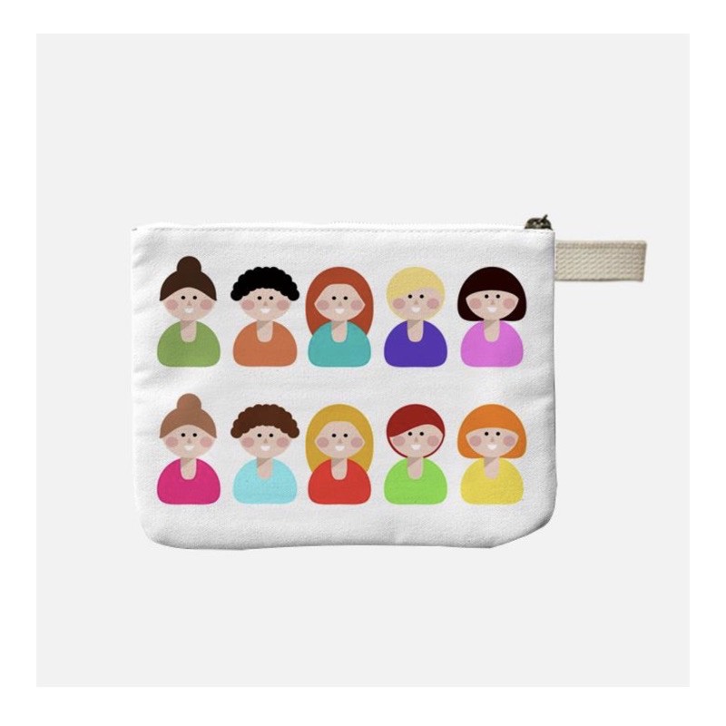

Cute doodle fancy faces canvas pouch