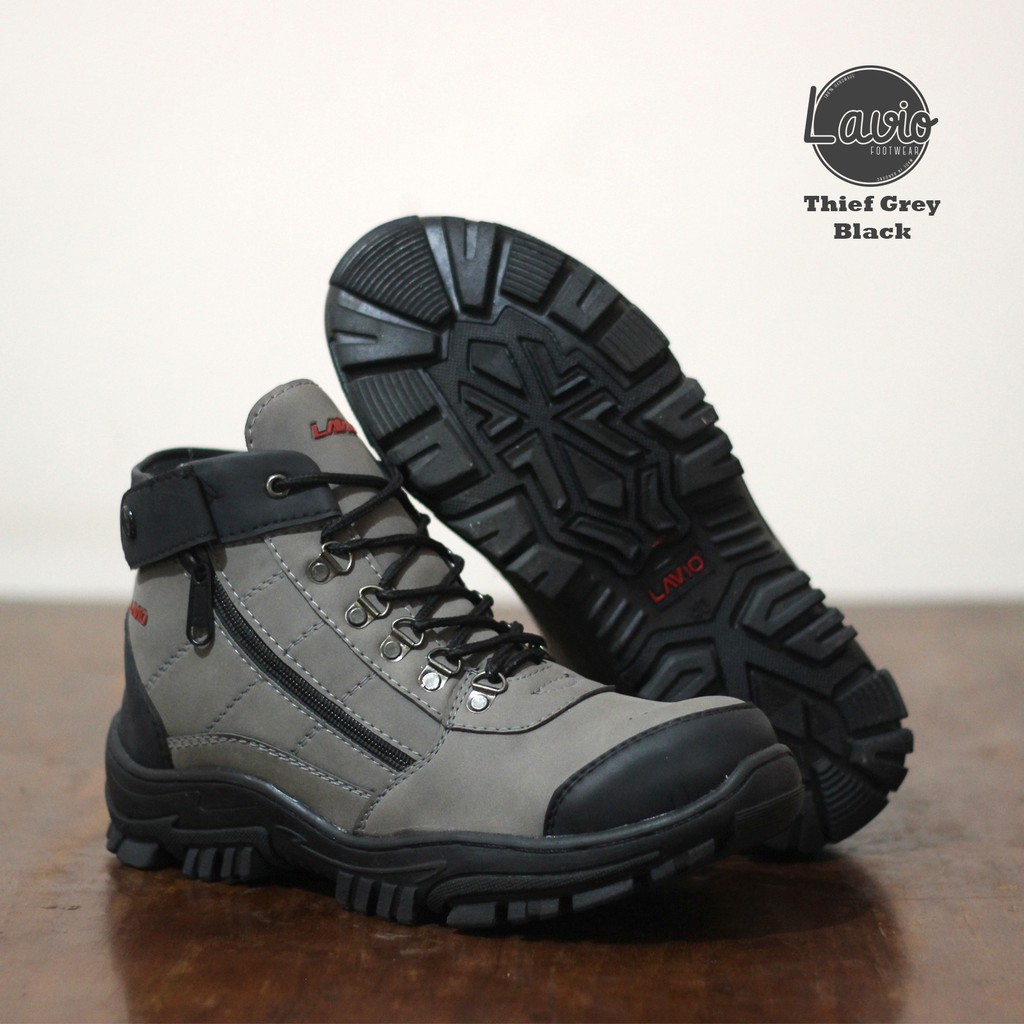 SEPATU BOOTS PRIA SAFETY UJUNG BESI GUNUNG BIKERS TOURING LAVIO THIEF SUEDE ORIGINAL