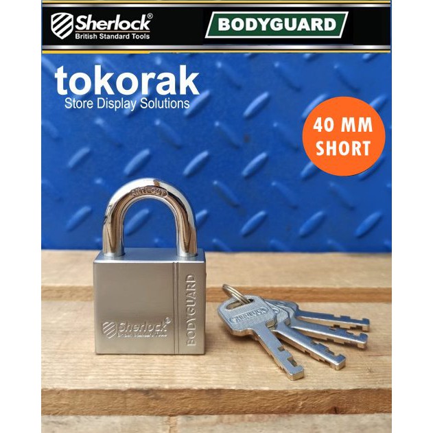 GEMBOK BODYGUARD 40 MM PENDEK SHERLOCK - ANTI CAIRAN - ANTI POTONG